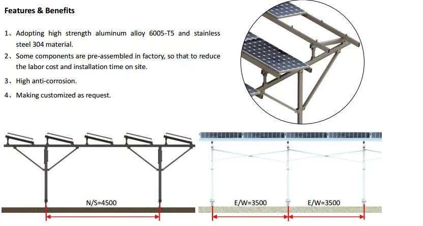 200kw Solar Aluminum or Steel Agriculture Ground Mounting System Greenhouse for Farmland