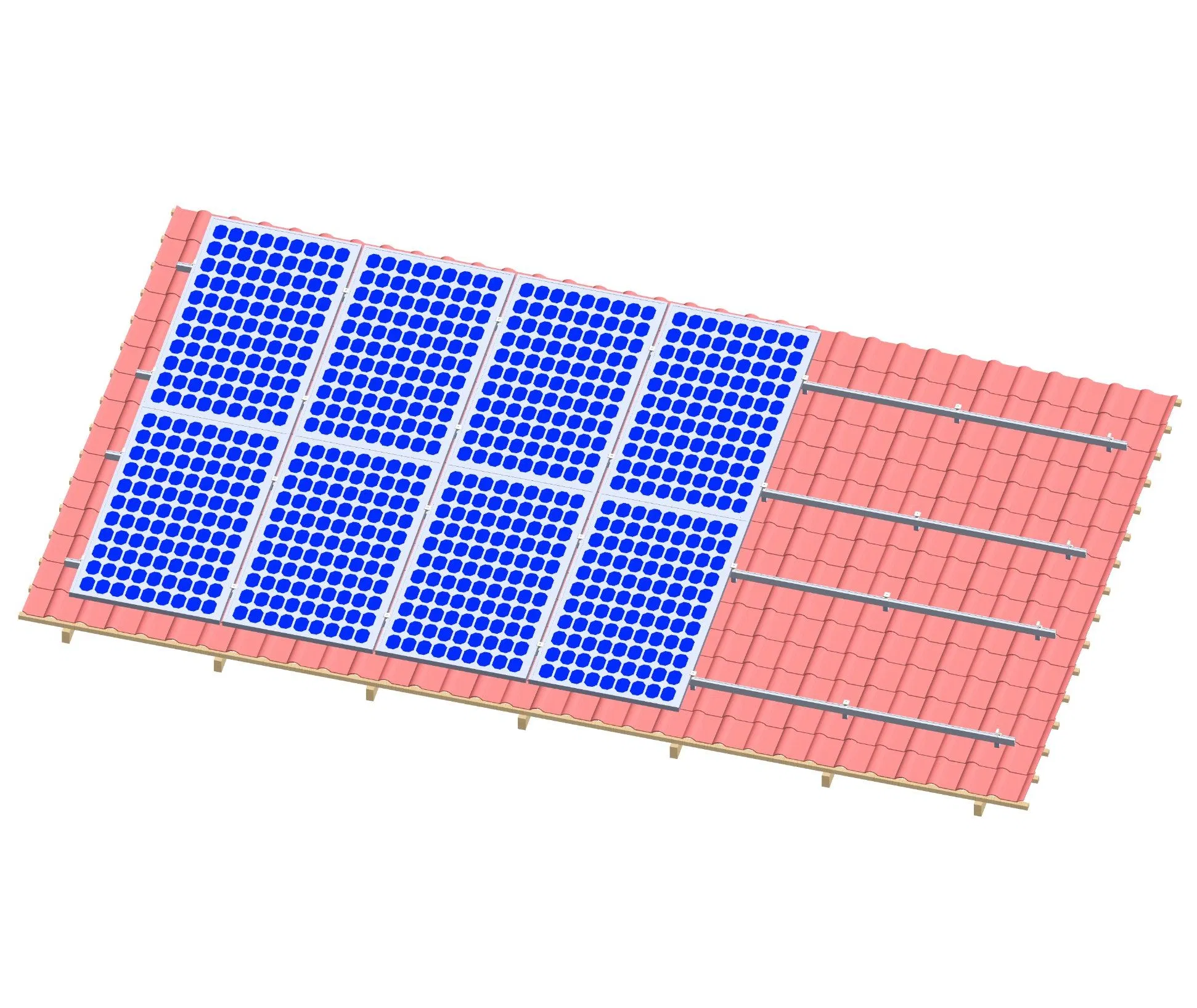 Pitched Tile Roof Solar Module Mounting System Structure