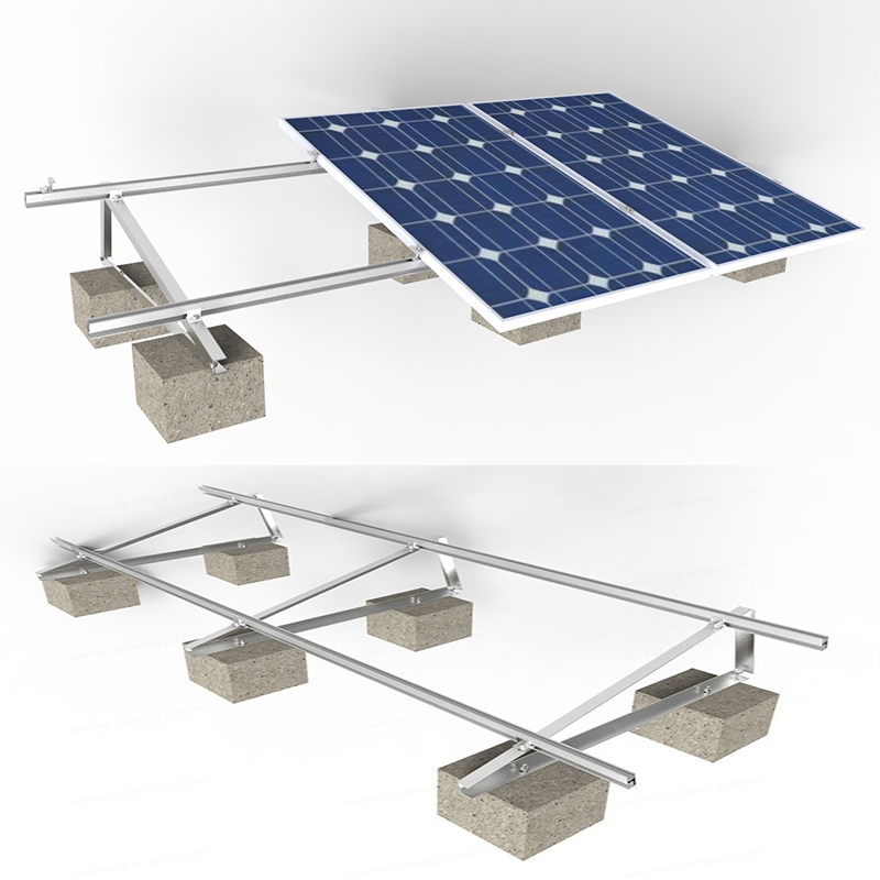 Flat Roof Solar Mounting System Triangle Ballast Fixed Bracket Aluminium Structure