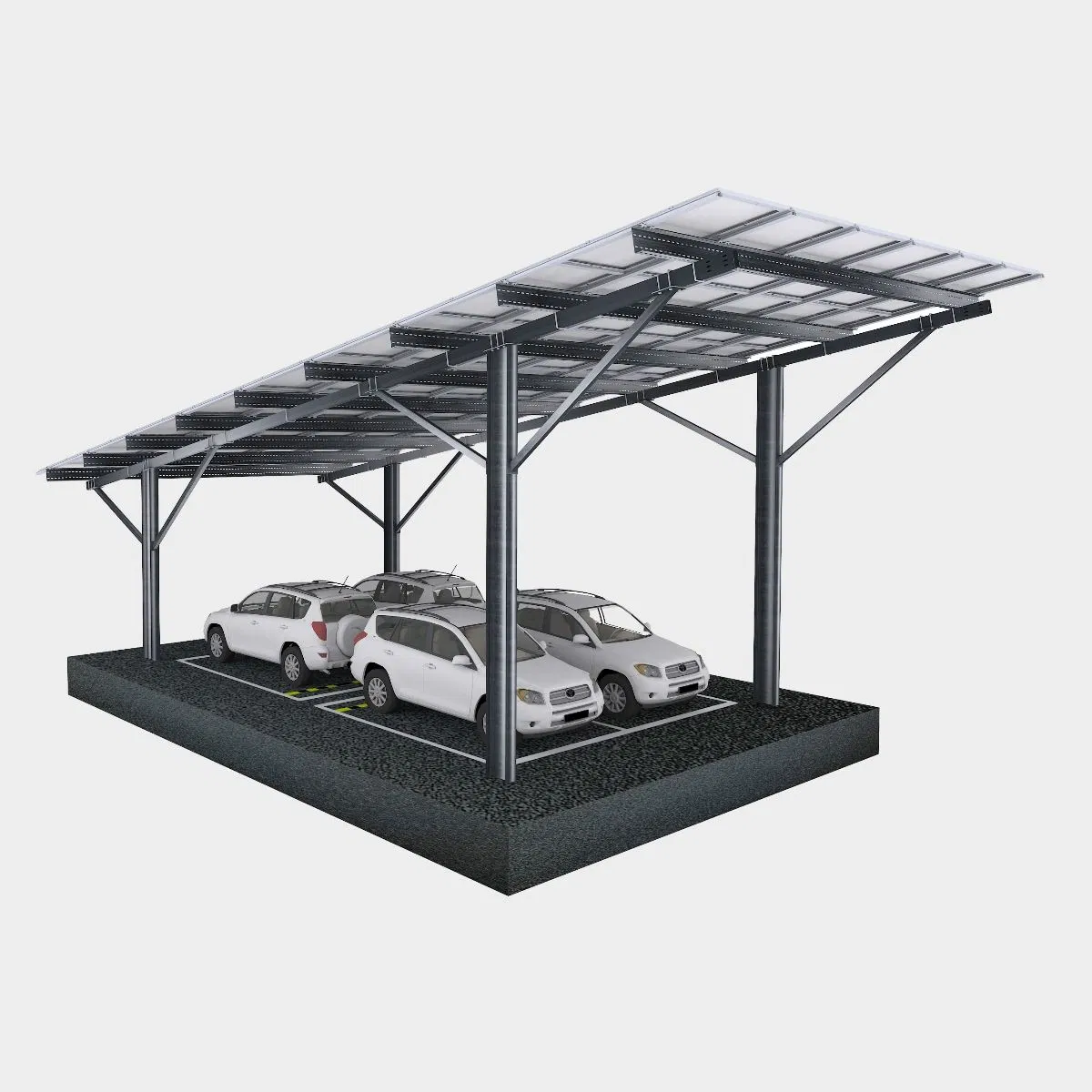 Photovoltaic Carport Garage Featuring Strong Aluminium Solar Carport Frame Canopy Mount