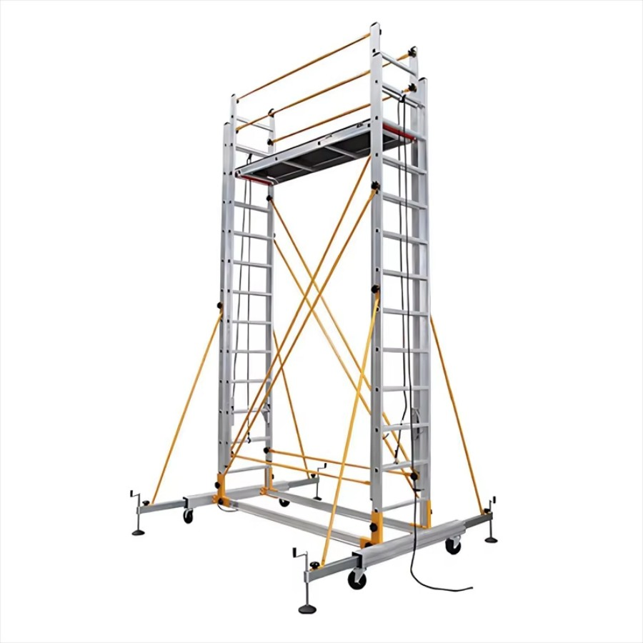 Mobile Aluminum Scaffold Ladder Aerial Lifting Working Lift Rope Suspended Platform