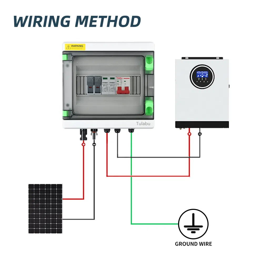 Tulabu PV 1/1 IP65 1 in 1out 1/2/3/4 Strings Array 16A 500V 1000V DC Solar PV Combiner Box for Solar System