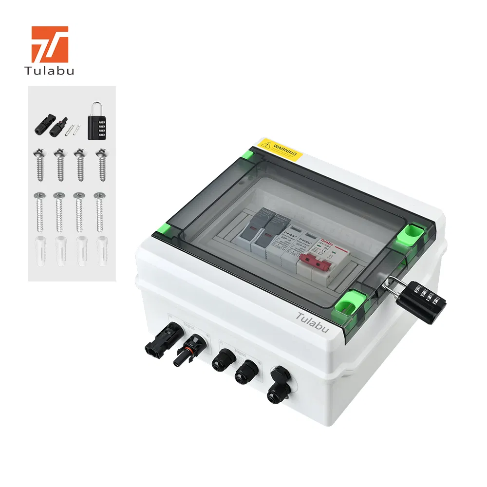 Tulabu PV 1/1 IP65 1 in 1out 1/2/3/4 Strings Array 16A 500V 1000V DC Solar PV Combiner Box for Solar System