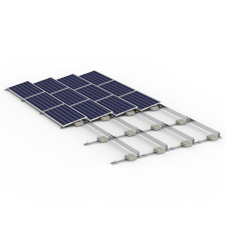 New Solar Flat Roof Ballasted Mounting Frames Ground System Install PV Panel Non Penetrating Rail Less Racking Racking Support Solar Roof Bracket