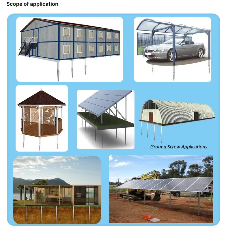 Ground Screw Drill with Flange Steel Anchor Screw for Solar Ground Mounting System or Wooden Houses Foundation