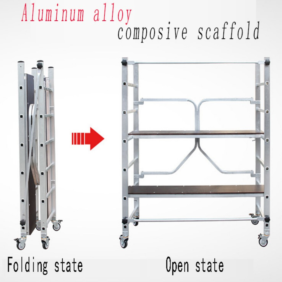 Mobile Aluminum Scaffold Ladder Aerial Lifting Working Lift Rope Suspended Platform