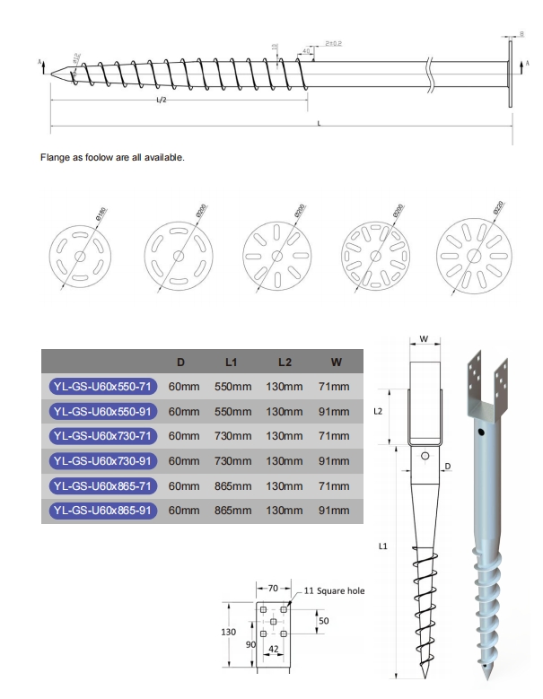 Ground Screw Drill with Flange Steel Anchor Screw for Solar Ground Mounting System or Wooden Houses Foundation
