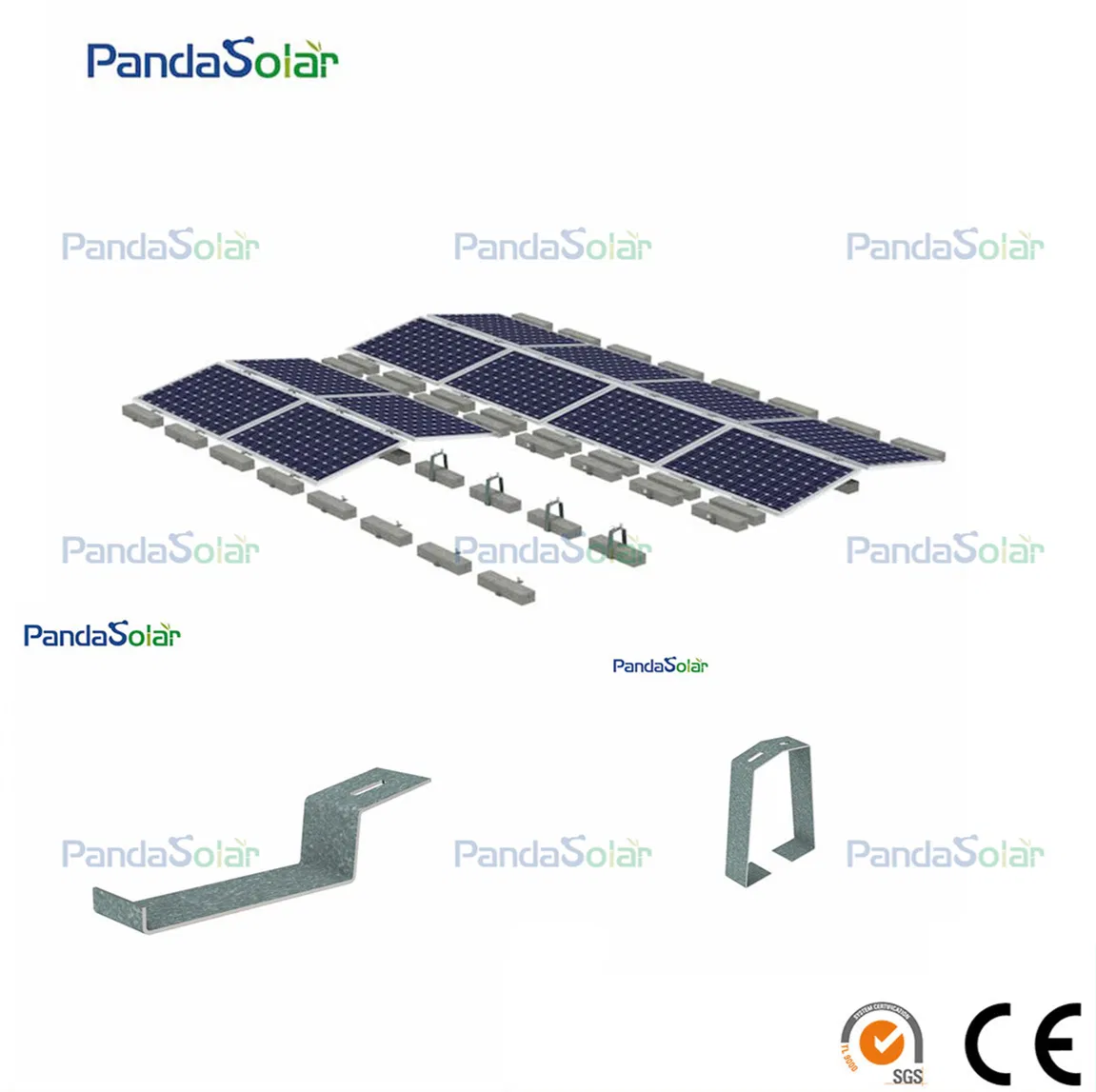 Custom Concrete Steel Solar Ballasted Brackets Flat Roof Mounting System Installed Easily