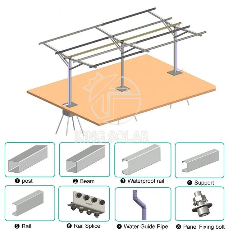 Open Design Steel Solar Carport Mounting Structure