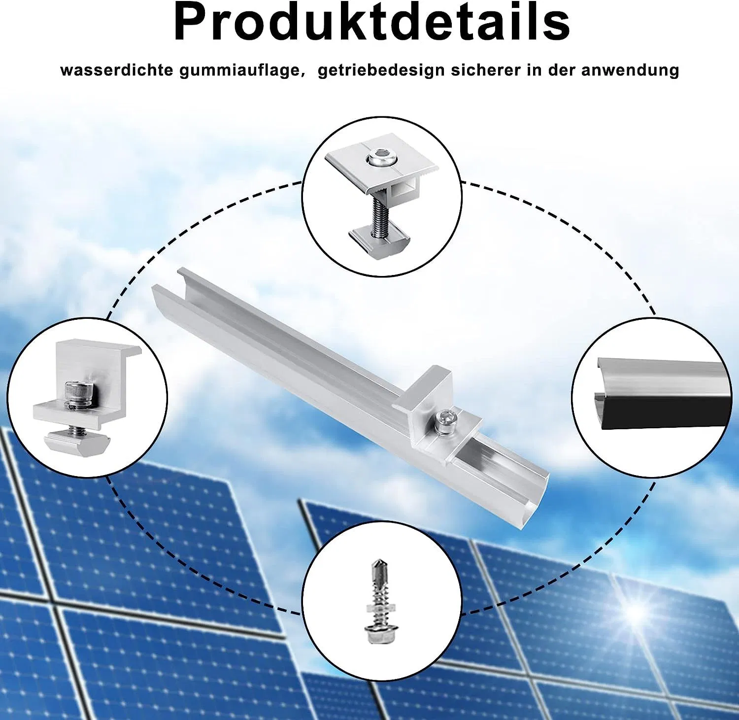 4PCS/Set U Shaped Aluminum Alloy Solar Module Bracket Mounting Rail