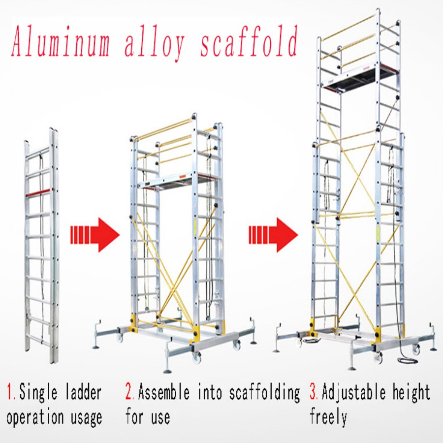 Mobile Aluminum Scaffold Ladder Aerial Lifting Working Lift Rope Suspended Platform