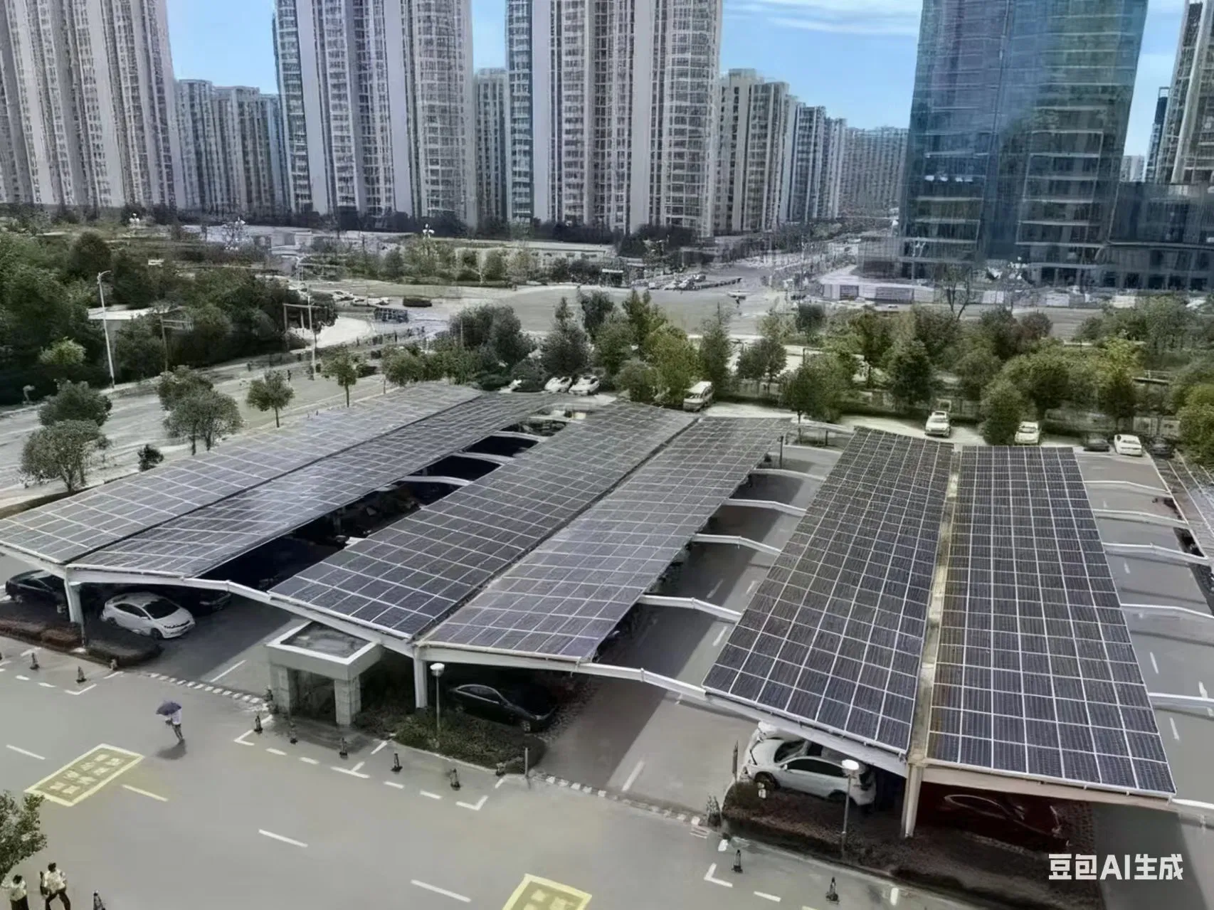 Carbon Steel Double Side Solar Carport Mounting PV Parking Lot Structure