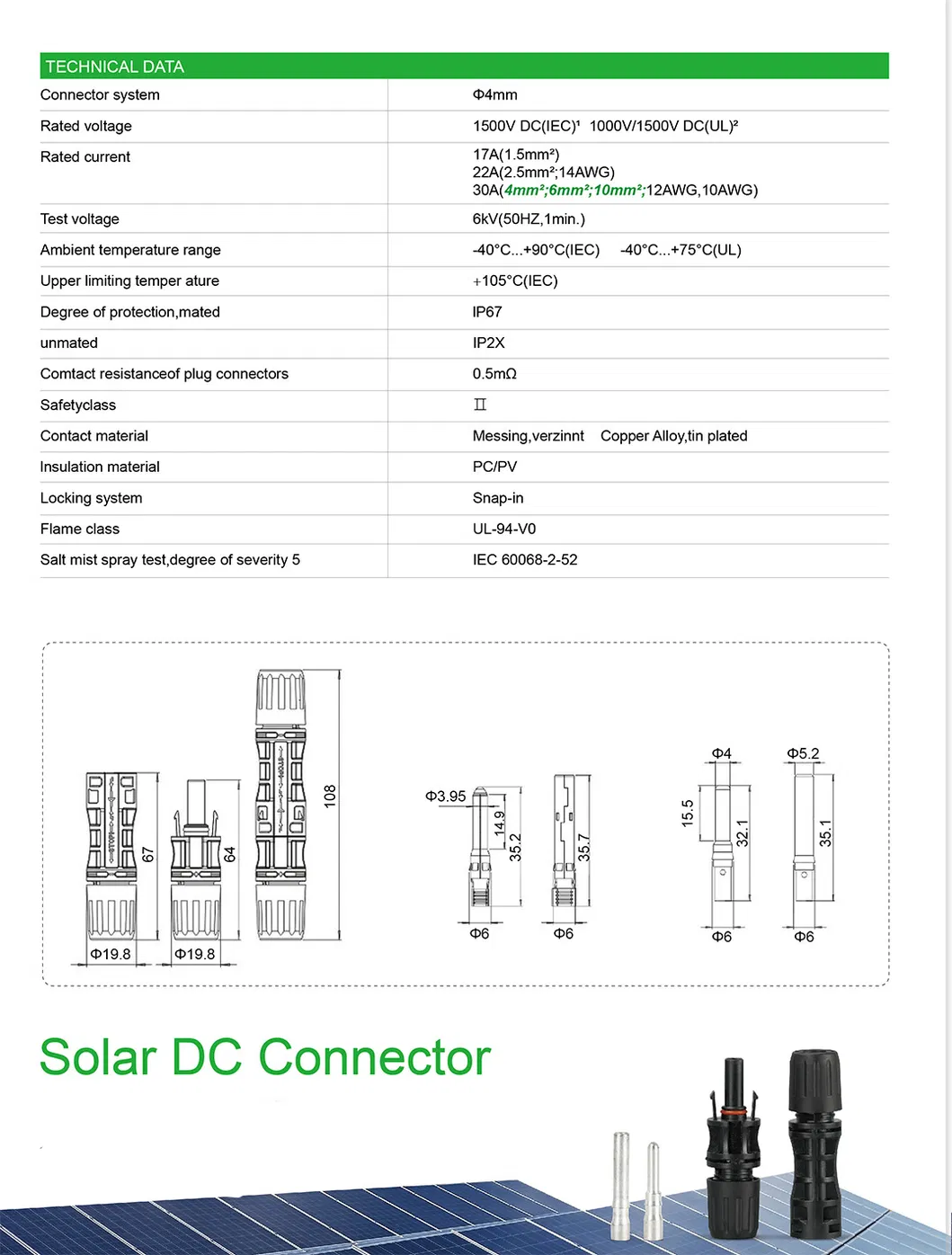 Solar Mc4 Energy System Connector 4