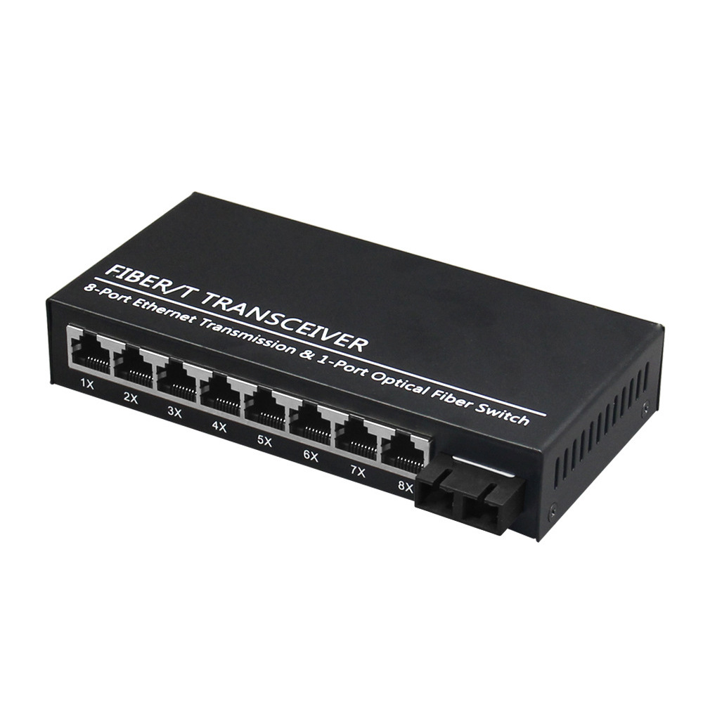 Plug-and-play Inficomo RD-GE108 8 RJ45 1 SC 10/100/1000M 10-80km Distance Fiber Optic Single Mode Media Converter