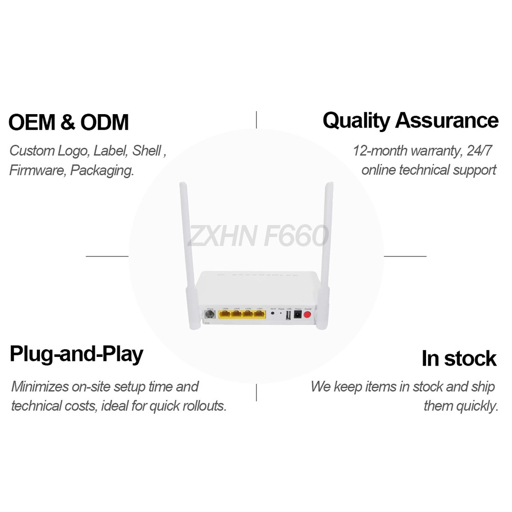 F660 V8 FTTH XPON ONU WiFi 1GE 3FE 1Tel USB Fiber Modem for ISP Solution