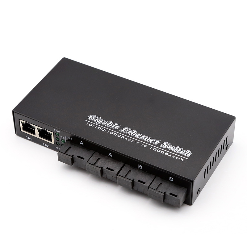 4 Fiber Port 2 RJ45 10/100/1000Mbps FTTH Media Converter 0~120Km RoHS CE Certified