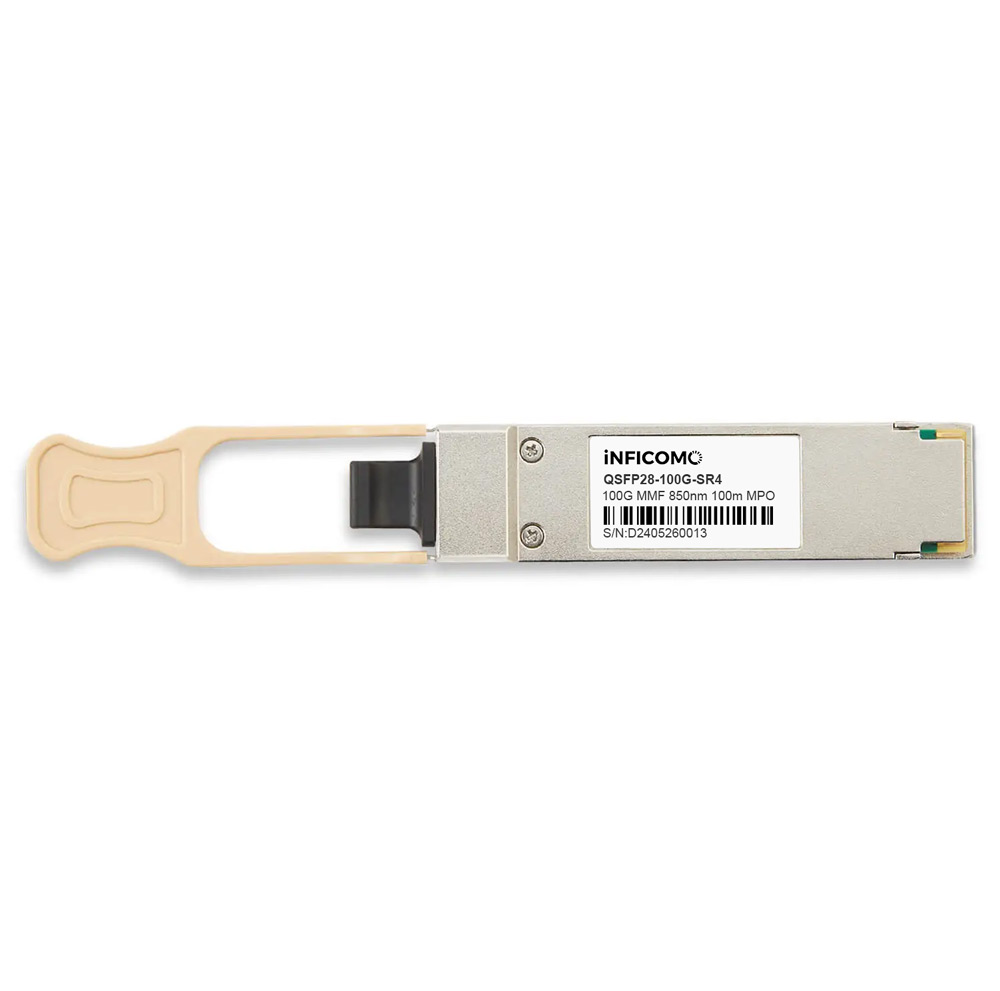 QSFP28-100G-SR4 850nm 100m OM4 DOM MPO-12/UPC MMF 100G QSFP28 Fiber Optic Transceiver Module for AI Data Center