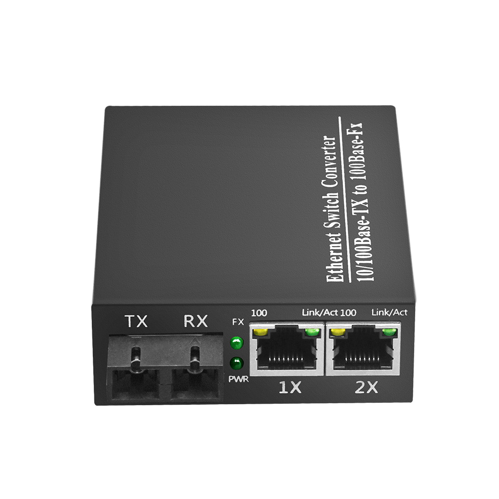Factory Outlet Unmanaged 10/100Mbps Fiber Switch 2 Electrical Ports 1 Optical Simplex Media Converter for Video Surveillance