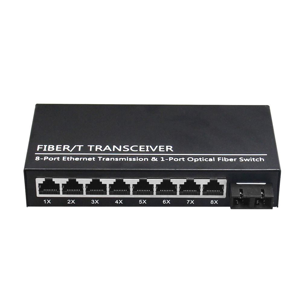 Gigabit 1 SC 8 Rj45 Ports Fiber Switch Fiber Optic Media Converter 10/100/1000M