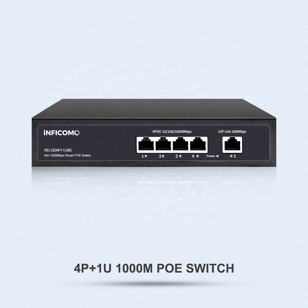 4+1 PoE Switch Full Gigabit Poe Ethernet Switch 1000Mbps VLAN 100M for IPC IP