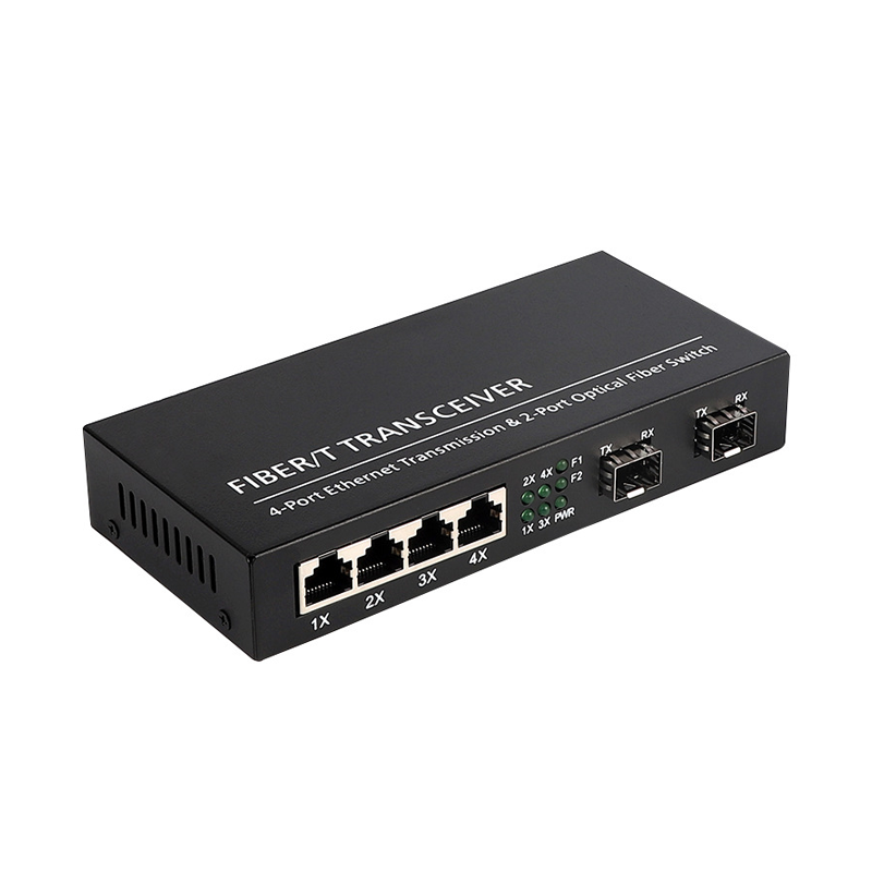 Gigabit 2*SFP Port 4*RJ45 Fiber Optic Media Converter Self-adaptive 10/100/1000Mbps 10-80Km Range TCP RoHS CE Certified