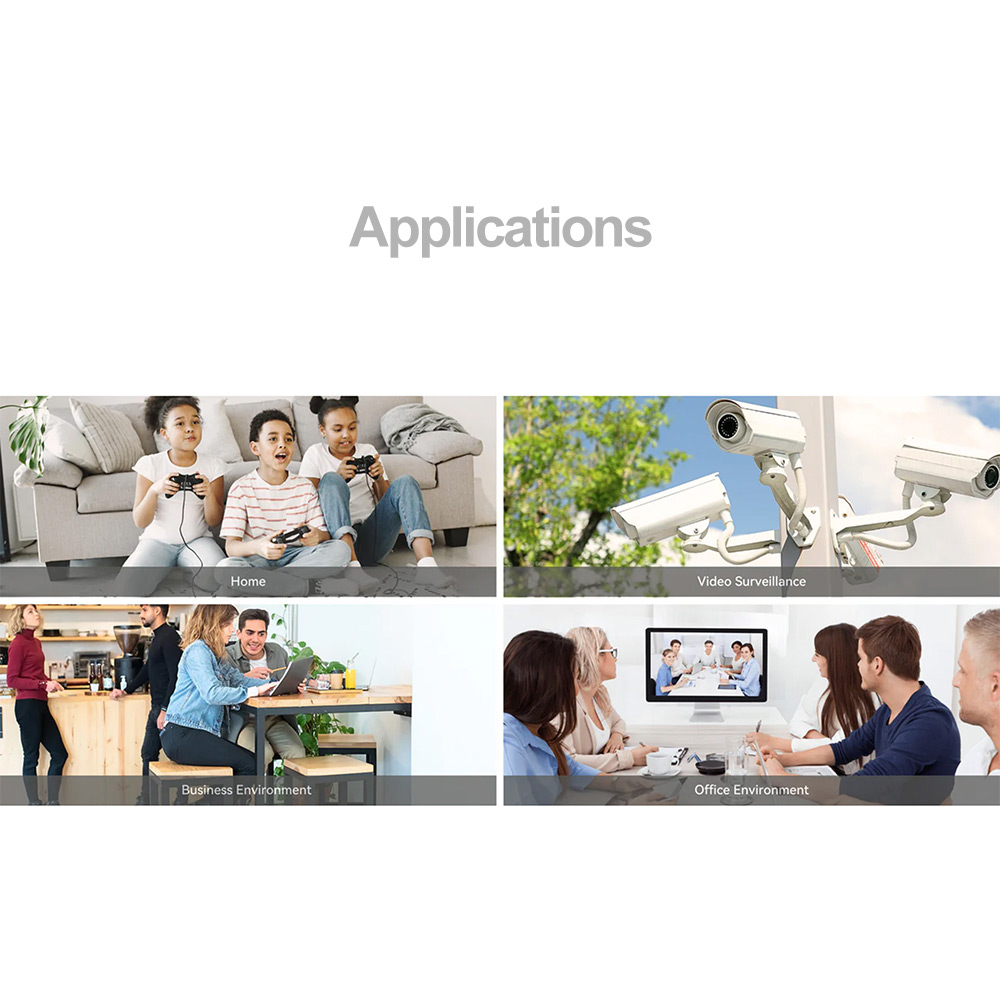 4CH PoE Switch 10/100Mbps + 2 Gigabit Uplink, AI Watchdog & VLAN, 65W PoE for IP Camera/AP