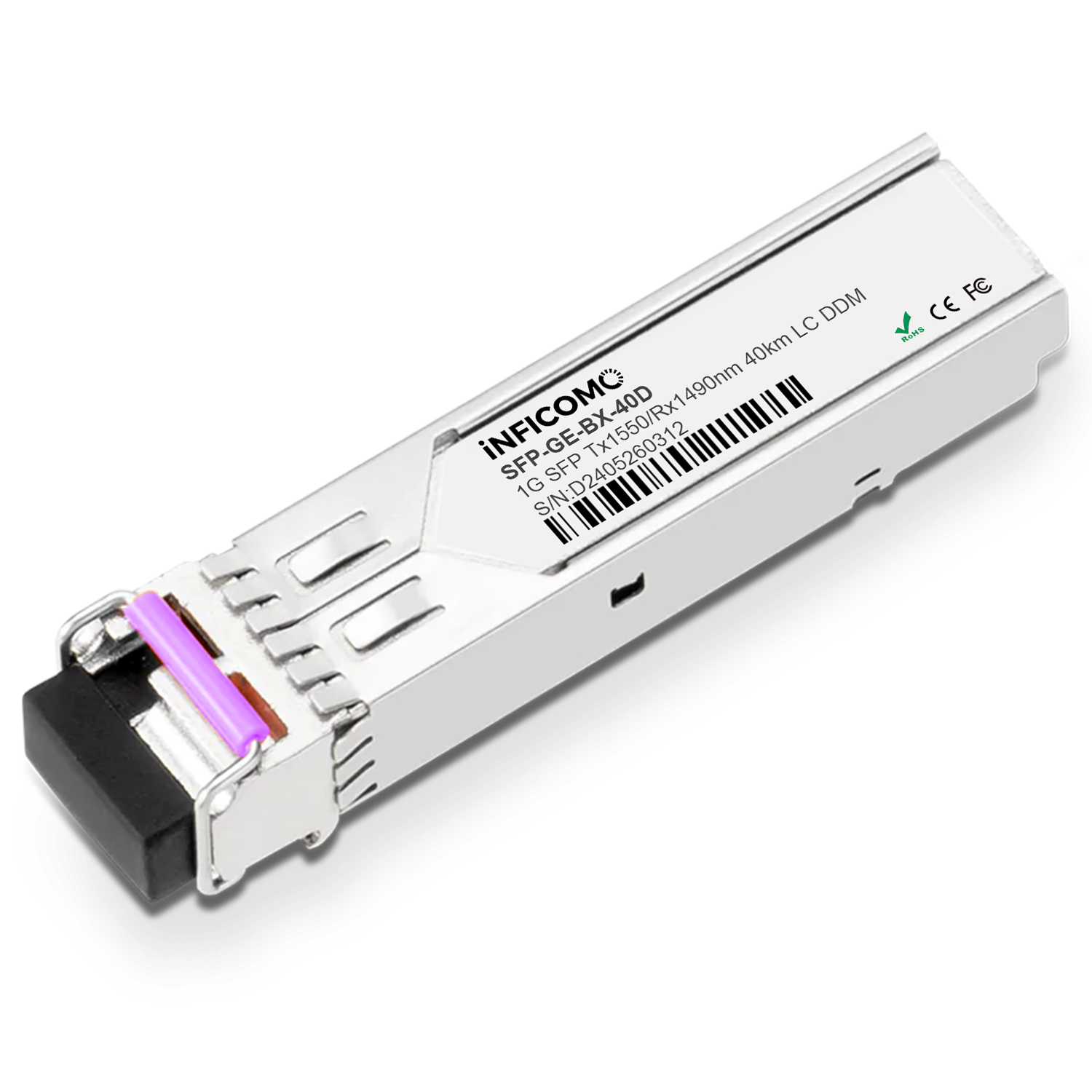 1.25G 1490nm/1550nm 40km Bidi Sfp Fiber Optic Single Mode Single Fiber LC Transceiver Ethernet Networking