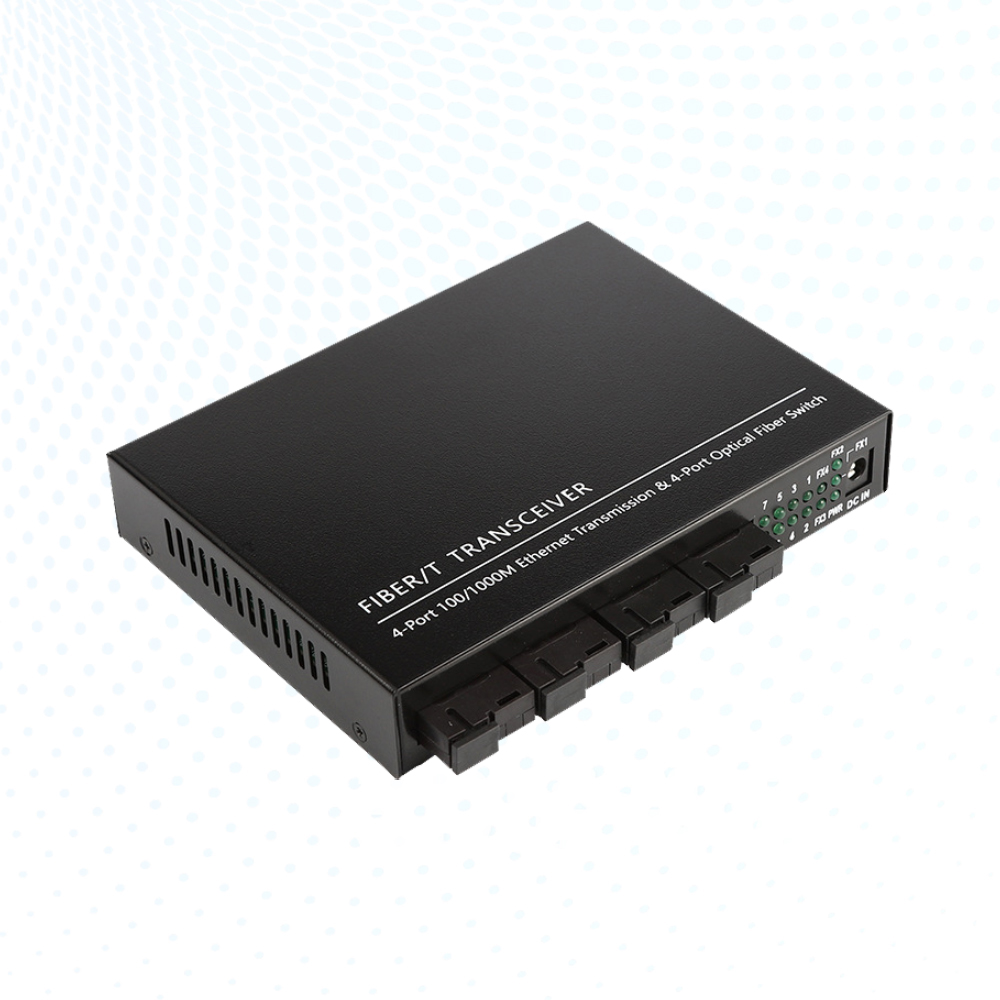 4 Port Fiber Media Converter SC Optical to RJ45 Ethernet Converter for CCTV ISP