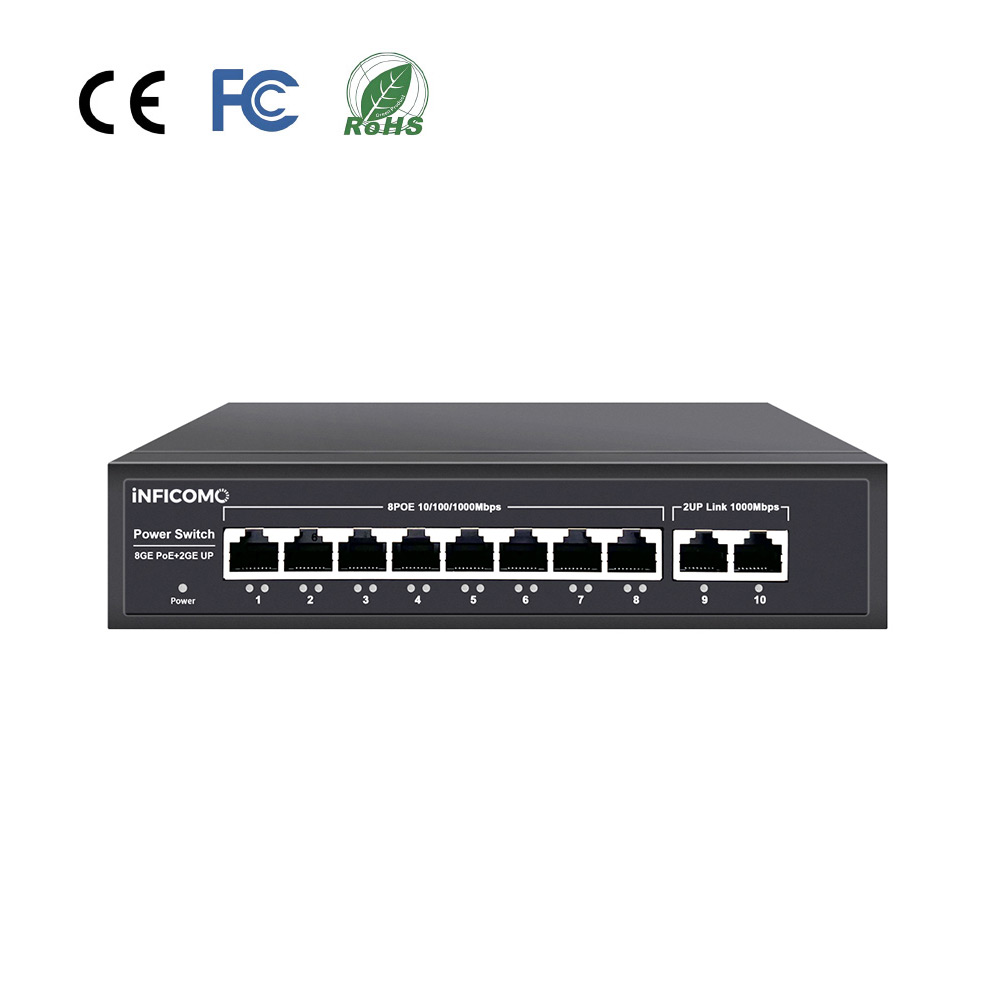 8+2 10/100/1000M Gigabit Poe Switch for Access Points and Ip Camera