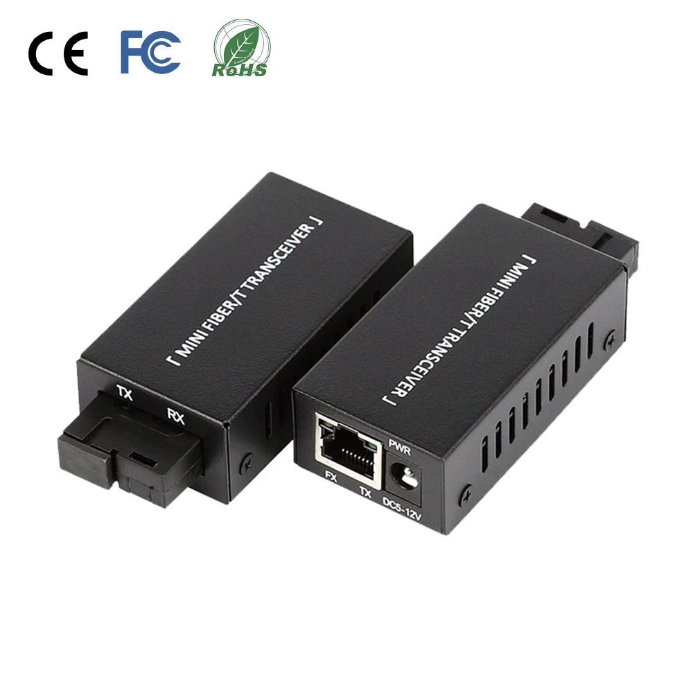 Mini Gigabit Bidi Fiber Media Converter 10/100/1000Mbps 20km Single Mode Simplex SC DC5V