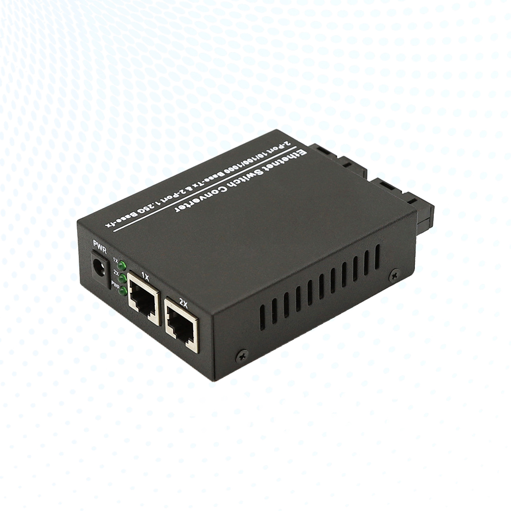 2 Port Fiber to Ethernet Converter 1000M Dual SC Fiber Media Converter 2xFX to 2xRJ45 Auto Adaptive Network Switch