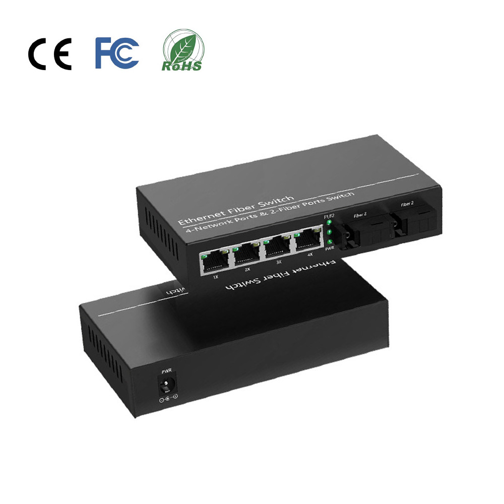Wholesale 2*1000Base-Fx to 8*10/100/1000Base-Tx Gigabit Media Converter 20km SC DC12V