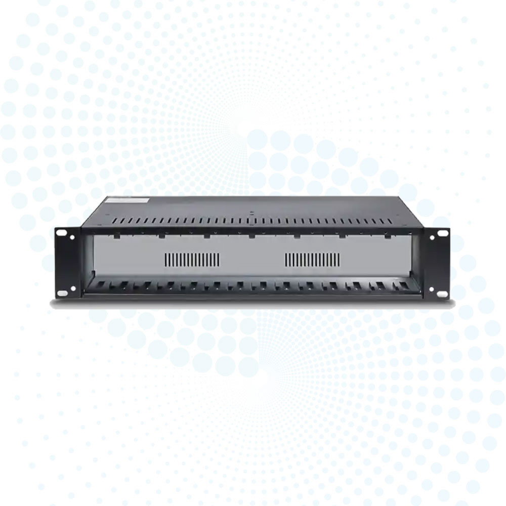 Wide Operating Temperature Range 2U 14 Ports 19 Inch Single Fiber Media Converter Rack Mount Chassis