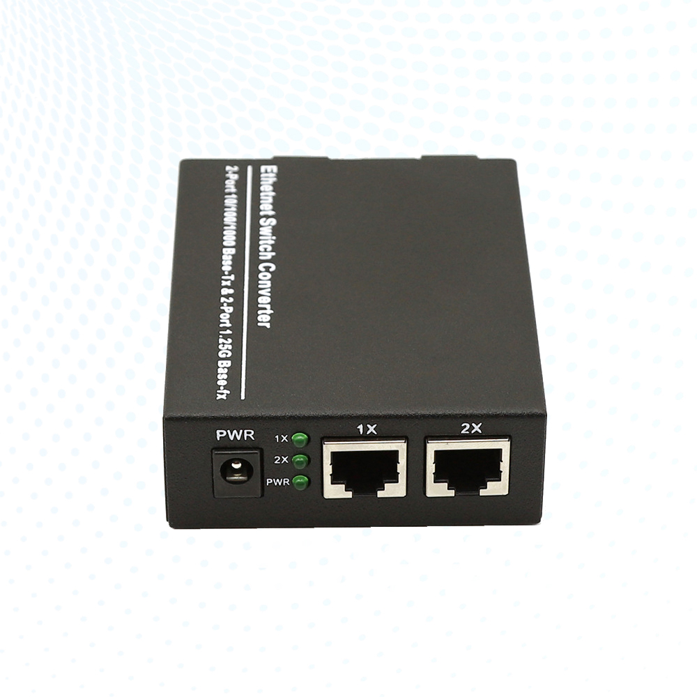 2 Port Fiber Optic Ethernet Switch Converter 1000Base-FX to 10/100/1000Base-TX SC Fiber Media Converter for Network