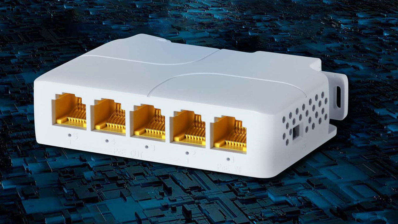 Rail-mounted high-power POE Extender