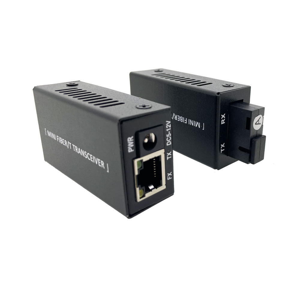 Mini Optical Fiber Transceiver 10/100/1000M Single Mode Simplex SC RJ45 Converter Gigabit 20KM Media Converter