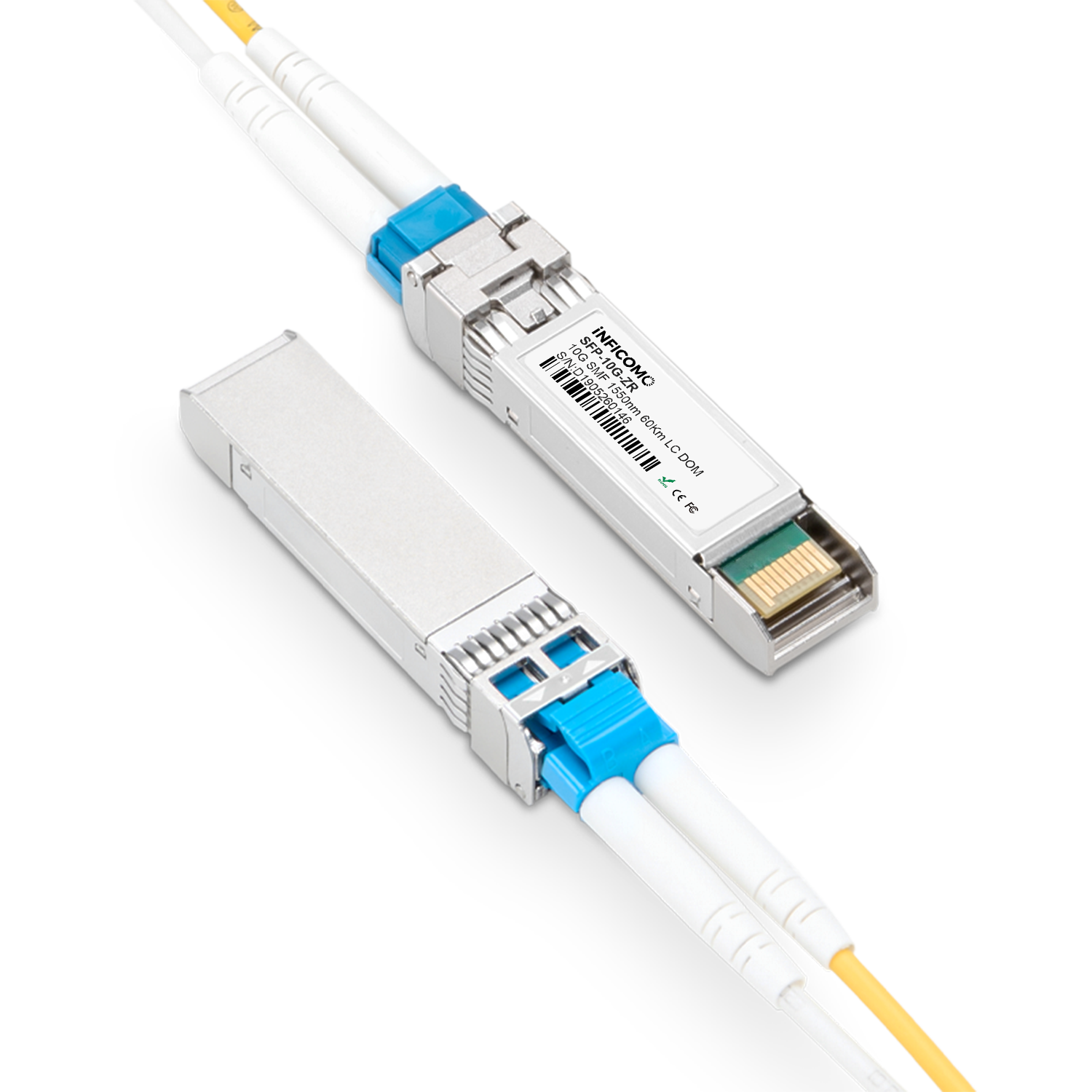 Low-power-consumption 10G SFP+ Module Duplex SM 1550nm 60km LC DDM SFP Transceiver SFP-10G-ZR