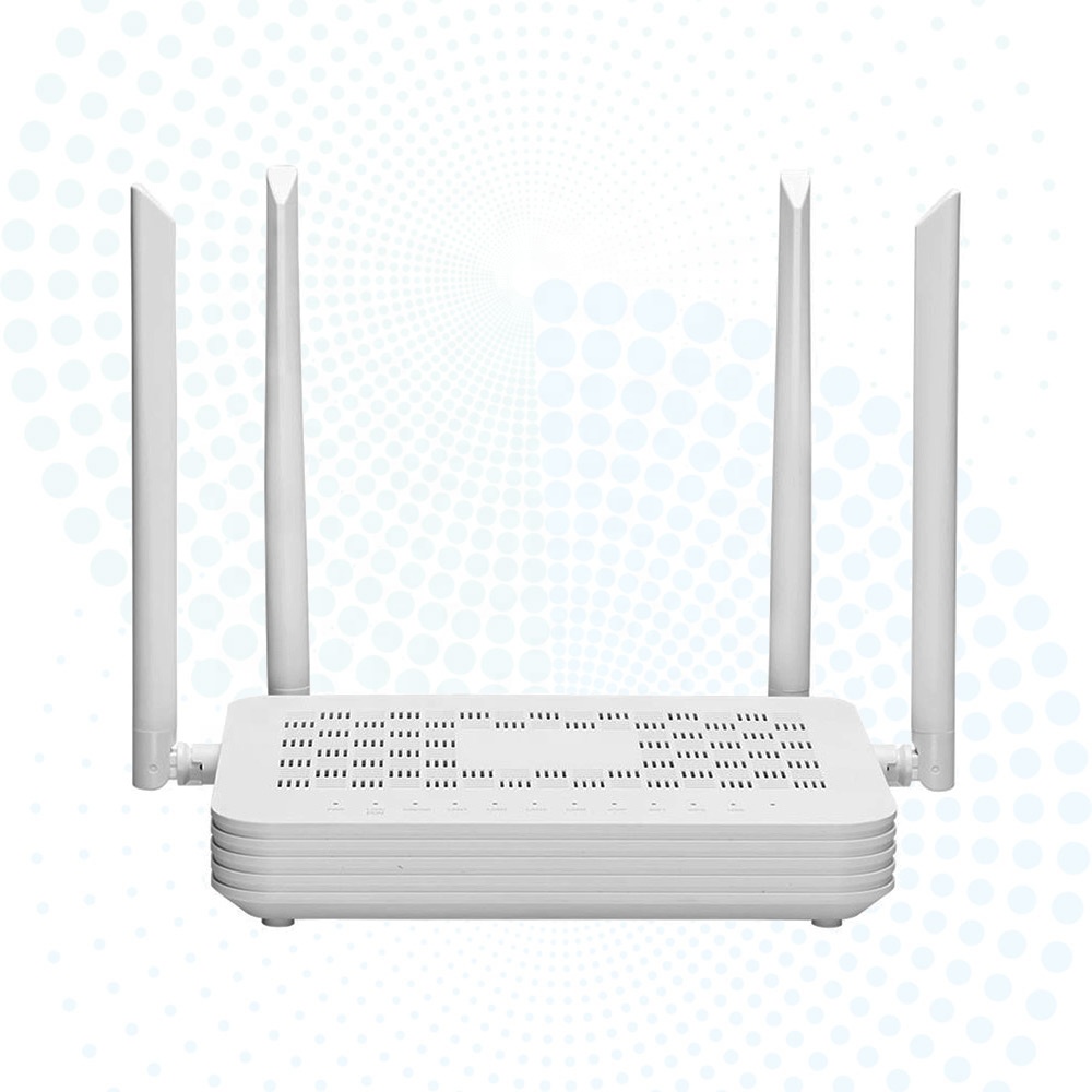 WiFi 6 AX3000 XPON ONU Dual Band 2.4G&5G Gigabit ONT 4GE+1POTS+1USB3.0 Fiber Optic Router Support English Firmware FCC CE