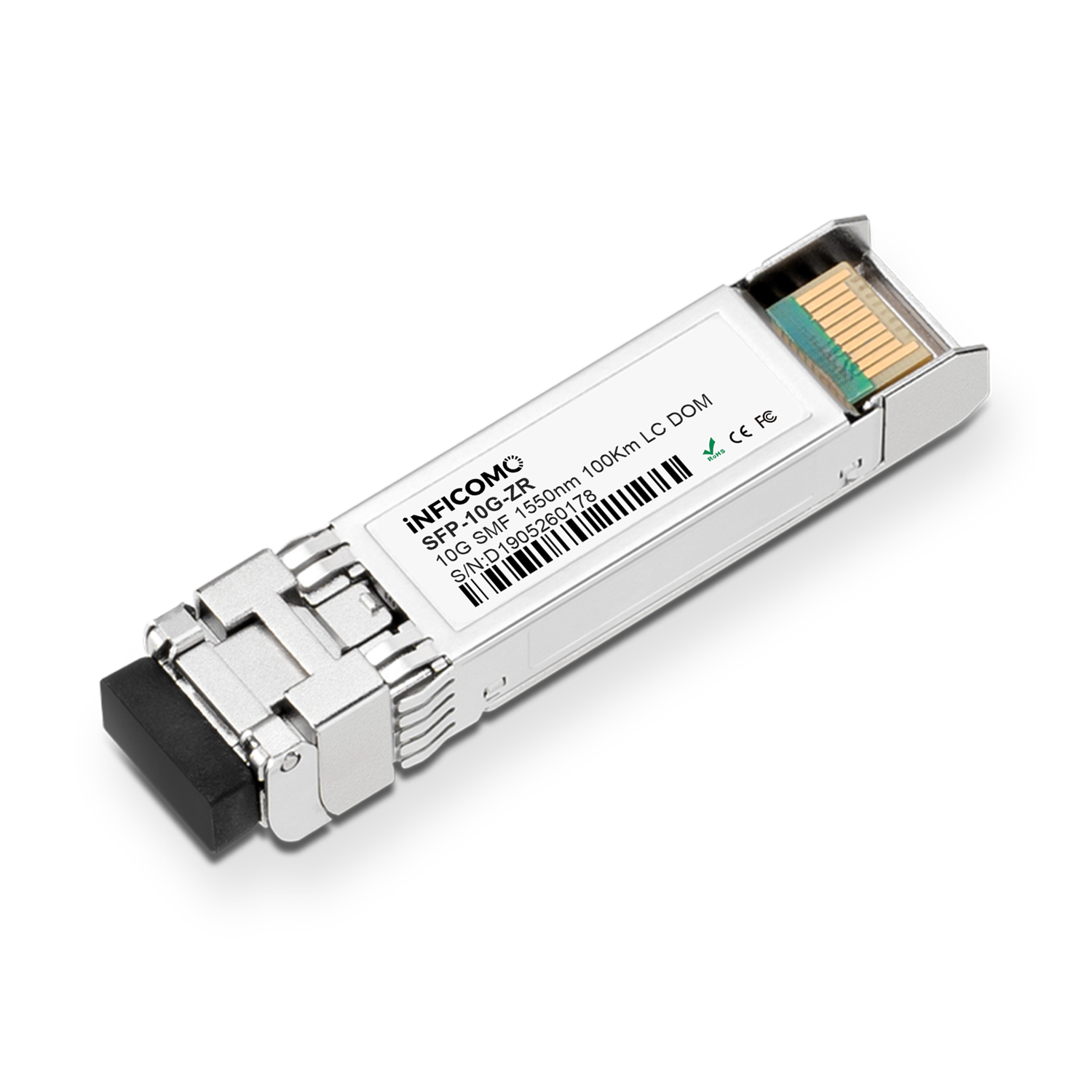2-Year Warranty SFP+ 10G 11.3Gbps 100KM 1550nm SMF Fiber Optic Transceiver Module