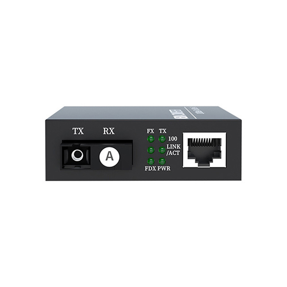 10/100M Simplex SC Fiber Converter, Single Mode Single Fiber 20km, BiDi A+B Set with DC5V Power Supply