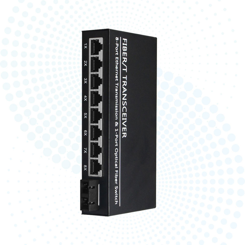Wholesale 1000Base-Fx to 8*10/100/1000Base-Tx Gigabit Media Converter 20km SC DC12V