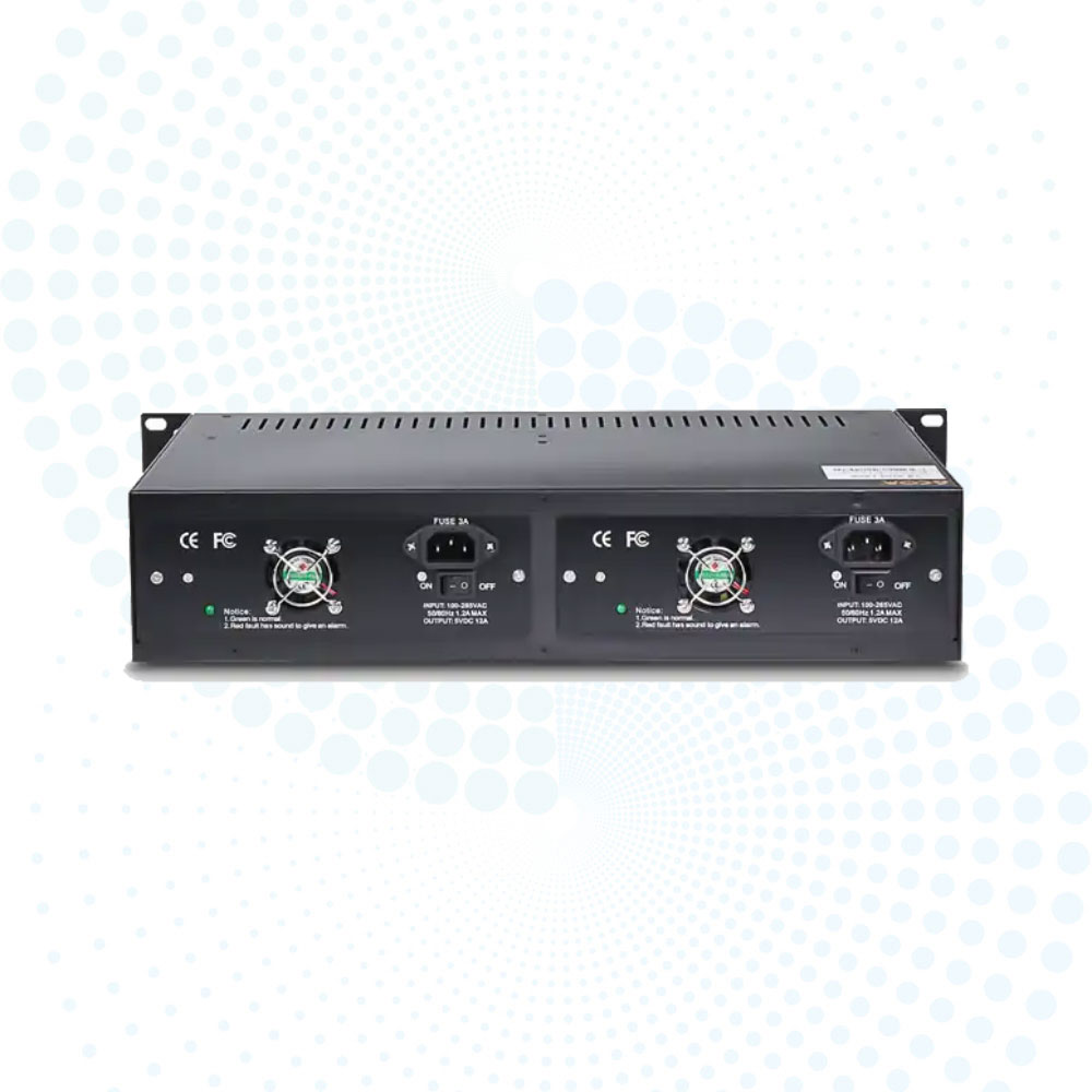Wide Operating Temperature Range 2U 14 Ports 19 Inch Single Fiber Media Converter Rack Mount Chassis