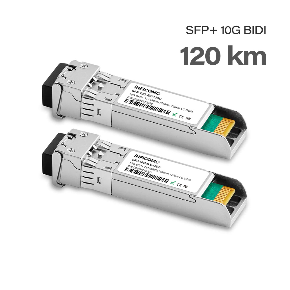 10G SFP+ BIDI 120km 1490/1550nm LC Connector Fiber Optic Transceiver Module with 5-Year Warranty