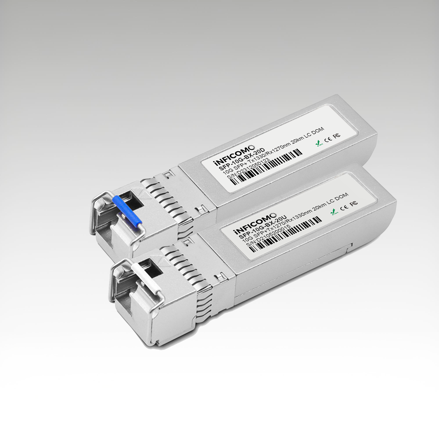 10G SFP+ BIDI Single Mode Fiber Optic Transceivers Module Tx1270nm Rx1330nm 10G 20km WDM