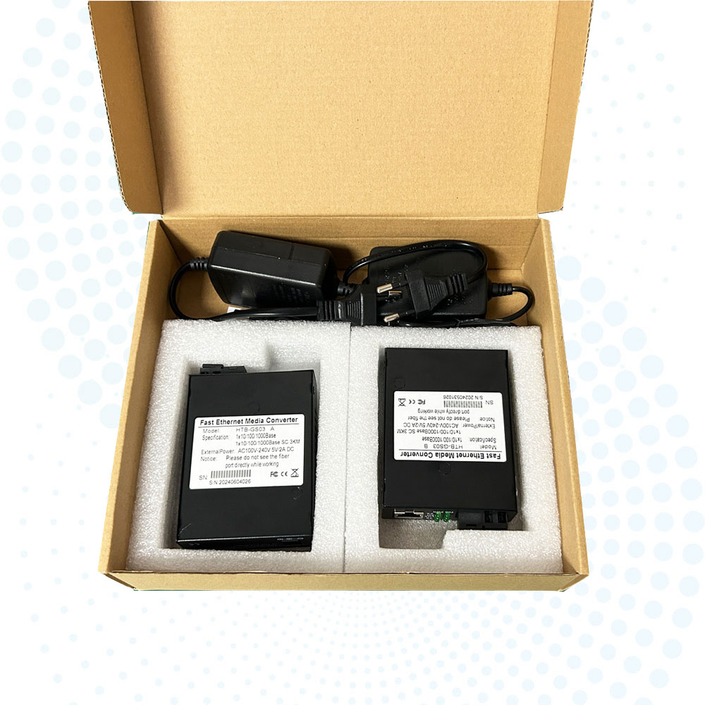 Fiber Media Converter 10/100Mbps 1*Simplex SC -1*LAN SM 20km SC DC5V Power Supply with High Quality