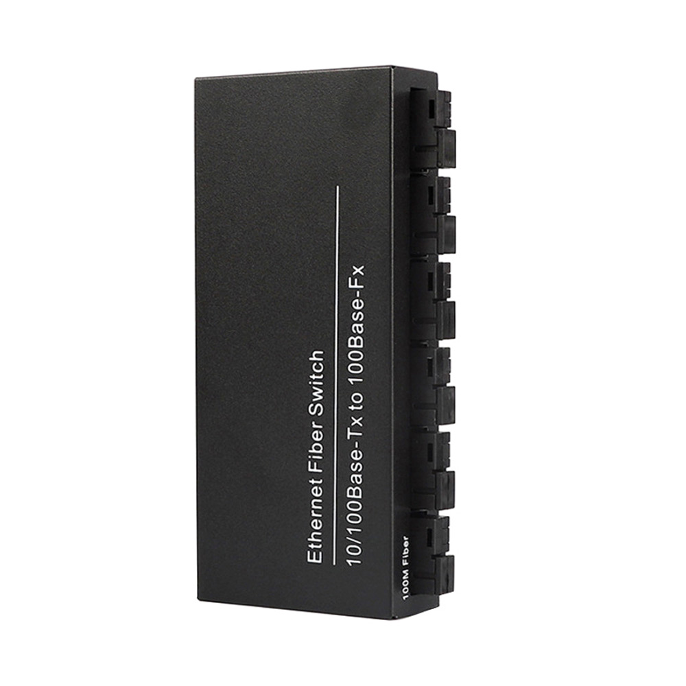 Durable 10/100Mbps Single Mode Fiber Media Converter 6*FX to 2*TX 20km SC for CCTV Aggregation Network