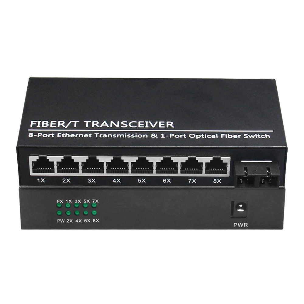 Plug-and-play Inficomo RD-GE108 8 RJ45 1 SC 10/100/1000M 10-80km Distance Fiber Optic Single Mode Media Converter