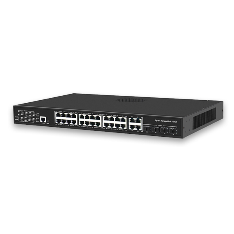 L2 Managed 24-Port Gigabit 1000Mbps PoE Ethernet Switch with SNMP and QoS