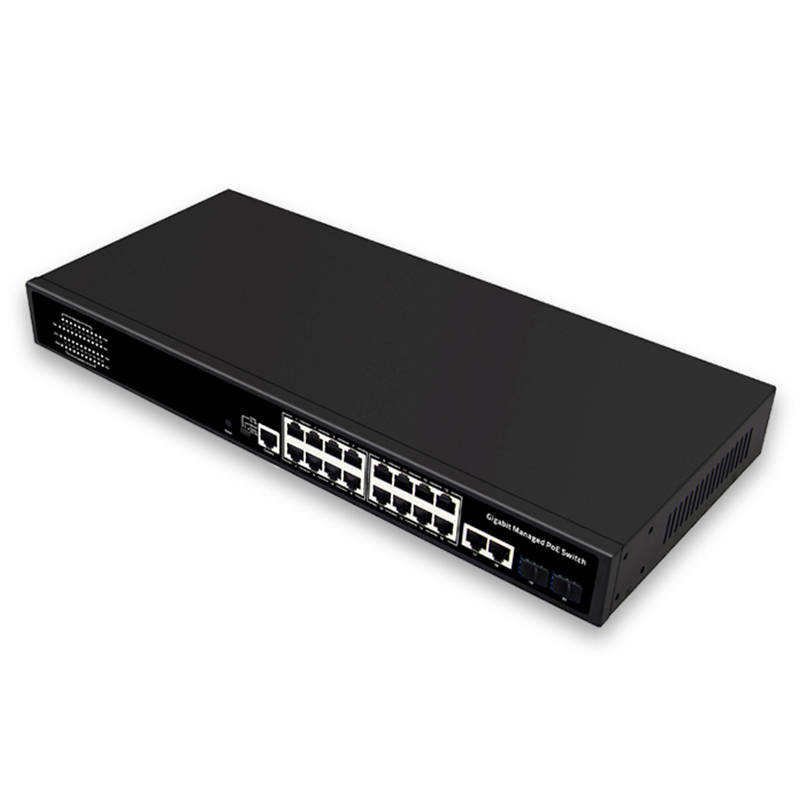 16 Port Managed POE Switch Gigabit 150W/300W 2 SFP L2 SNMP QoS 40Gbps Bandwidth Easy to Manage Network Switch