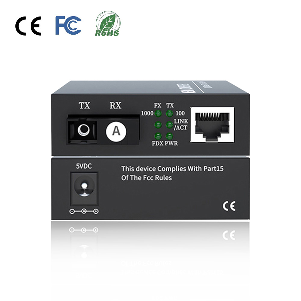 10/100/1000Mbps Bidi Gigabit Fiber Media Converter 20km Single Mode Simplex SC DC5V RD-GS5601-20A&B 2-Port